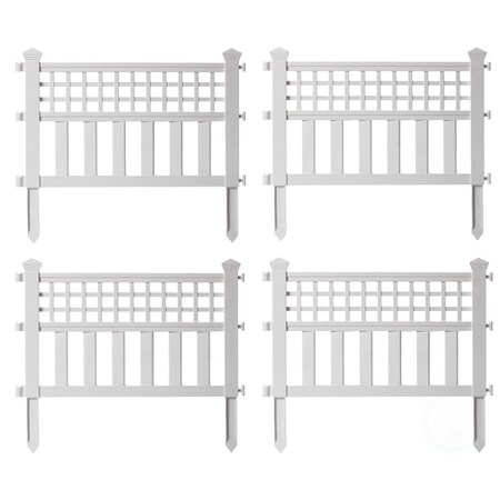 Gardenised Plastic Outdoor Decor Garden Flower Edger Fence, Border, 4 Panels, White QI004112W.4